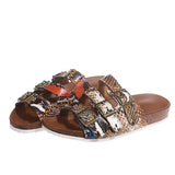 Outdoor Sandals Women's Comfortable Casual New Metal Buckle Rivet Black Orange Pink Open Toe Slippers Large