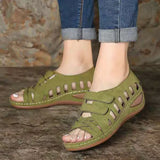 Breakj Large-Size Slope And Fish Mouth Sandals Women Hollow Magic Sticker Hole Shoes Women's Shoes