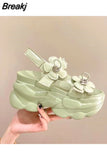 Sandals Comfort Shoes for Women Muffins shoe Clogs With Heel Suit Female Beige New Sports Flat Thick Girls Black Fashion