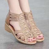 Breakj Sandals 2025 New Soft Leather Mother Shoes Fashion Wearing Ladies Soft Bottom Hollow Women's Cool Shoes Large
