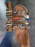 Outdoor Sandals Women's Comfortable Casual New Metal Buckle Rivet Black Orange Pink Open Toe Slippers Large