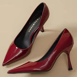 Breakj Summer New Red High-Heeled Women's Large Fashion Single Shoes Pointed Shallow Banquet Women's