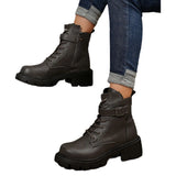 Bottom Round Head Martin Boots Women's Belt Buckle Thin Velvet Short Boots 2023 Autumn And Winter New Side Zipper Big Autumn And