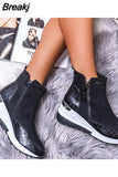Boots Women 2023 Fashion Warm Snow Boots Wedge Platform Boots Women's Ankle Boots Size 43 Side Zipper Booties Botas