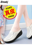 Spring Autumn Women Flats Platform Loafers Ladies Genuine Leather Comfort Wedge Moccasins Orthopedic Slip On Casual