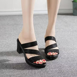 Breakj High-Heeled Women's Shoes 2025 Summer New Word With Flash Powder Waterproof Table Sandals Fish Mouth Coarse And Cool Slippers
