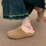 Base Plus Velvet Hairy Shoes Women 2025 Autumn And Winter New Simple Flat Floor Frosted Leather Wear Warm Birken