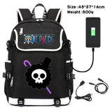 Anime Canvas Backpack Cartoon One Piece Cosplay Shoulder Bag School Laptop Bag Men Women USB Charging computer Travel