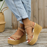 Fashion Wedge Sandals for Women Summer 2022 Casual Non-slip Peep Toe Platform Shoes Rubber Sole Buckle Elegant Heels