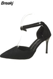 Autumn New Elegant Pointed Toe Strap Closed Toe French Style High Heels Buckle Strap Single Shoe Women Pumps Party
