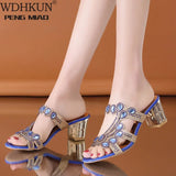 Women Cute Sweet Blue Crystal Peep Toe High Heel Shoes & Sandals Ladies Classic Summer High Heels Party Shoes