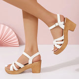 Breakj Coarse-Heeled Sandals Women 2024 Summer New Large-Size Buckle With High Heel Fashion