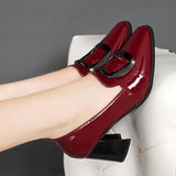 Breakj Version Of Autumn And Winter Fashion High Thick Heel Shoes With Small Black Shoes With Heel