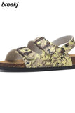 Fashion Double Buckle Cork Sandals 2023 New Women Summer Beach Casual Outside Non-slip Sandalias
