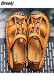 Sandals Leather Outdoor Men Beach Shoes Luxury Breathable Casual Sandals Man Wading Shoes Non-slip Comfort