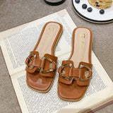 Slippers Flat Shoes Women's Home Beach Floors Luxury Slides Casual Woman Summer 2024 Sandals Girls Designer Free