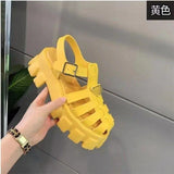 Breakj Roman Women's Sandals Women's 2023 New Summer Breathable Bag Head Height Anti-Slip Coarse Heel Hollow Women's