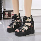 Print Leisure Wedges Women's Shoes 2023 Summer Shoes Women Sandals Platform Shoelaces High Heels Casual Shoes