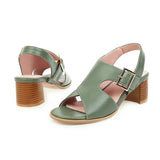 Summer Sandals Women Shoes Buckle Thick High Heels Party Shoes Fashion Open Toe Sandals Lady Yellow 2020 Plus Size