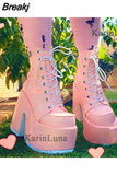 Design Cool Block Great Quality Big Size 43 Gothic Style Platform Woman Boots Fashion Casual Cosy Woman Shoes Ankle