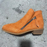 Breakj New Women's Boots Round Head Zipper Coarse And Ladies Leather Boots Large Fashion Fashion