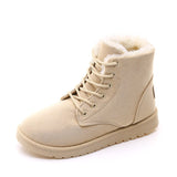 Add Thick Cotton Women Snow Boots Flat Lace Up Winter Platform Ladies Warm Shoes Flock Fur Women's Suede Ankle Boots