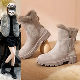 Breakj Shoe Women 2025 New Winter Fur Integrated Snow Boots Women Plus Velvet Leisure Martin Boots Short Boots Cotton