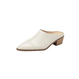 The Summer Of 2025, The New Bag Head Half Slippers Women Wear With Coarse And Anti-Slip Rice White
