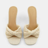 Slope And Retro Weaving High Heel Cool Drag Woman 2025 Summer New Dew Wearing Sandals Outside The Holiday