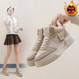 Breakj Plus Velvet High Top Small White Shoes Women 2024 Winter Korean Version Versatile Student Shoes Warm Casual Shoes