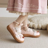 Japanese Cartoon Sweet Girl Flat Shoes Women Platform Lolita Flats Princess Cosplay Kawaii Vintage Lace Bow Strawberry