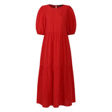 ZANZEA Stylish Puff Sleeve Dress Women Summer Sundress 2022 Solid Ruffle Maxi Vestidos Female High Waist Casual