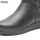 2022 Women Snow Boots Winter Wedges Heels Ankle Boots Women Warm Platform Shoes Genuine Cow Leather Thick Fur