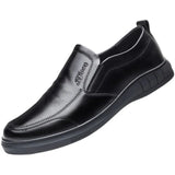 Leather Shoes for Men Black Classic Men Casual Shoes Slip-on Soft Bottom Round Head Men's Driving Shoes Business