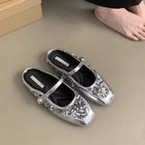 Silver Sequin Half Slipper Women's Shoes Over The 2024 Spring/summer Style French Half Shoe Slippers Women