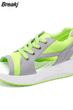 Women Sandals Platform Mesh Sandals Comfortable Sandals for Women Open Toe Casual Lace-up Sneakers Summer Female Sports