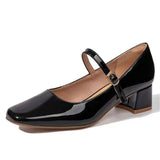 Breakj Size Mary Jane Shoes Popular Summer New Thick Heel Retro Square Head Women's Shoes Fashion Temperament In The Heel Simple Single