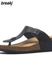 Fashion Summer Women Wedge Cork Flip Flops Slipper 2023 New Beach Outside Non-slipe Trifle Platform Med Heel Slide