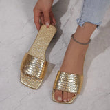 New Slippers Women's 2025 Summer Large-Size Flat-Bottomed Snake-Snake Women's Shoes Word Beach Cool Slippers Women's