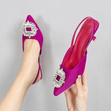 Bride Shoes Comfortable Triangle Heeled Party Wedding Shoes 2023 Brand Women Pumps Luxury Crystal Slingback High