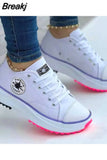 White Canvas Shoes Women Sneakers Solid Lace-Up Casual Platform Shoes for Women Zapatos De Mujer Chaussure
