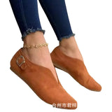 Breakj Shoes 2023 Spring And Autumn New Single Shoe Tip Belt Buckle Flat Sole Casual Shoes Ladies Single