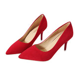 Breakj Spring New Large-Size High-Heeled Single-Shoe Rubber Sheel Fine Heel Light-Mouthed Women's Velvet High-Heeled