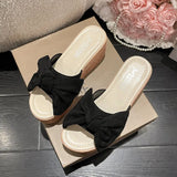 Breakj Slope And Slippers Women 2025 Spring And Summer New Thick-Bottomed Bow One-Word Fashion Cold
