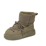 Breakj Thick-Bottom Cross-Tied Snow Boots 2025 Autumn And Winter New Thick Mid-Bodi But Knee-Warm Women's