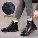 Shoes Cotton Shoes Leather Women's Shoes Winter Ankle Boots Middle-Aged Warm And Velvet Anti-Slip Comfortable Elderly Leather