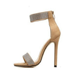 Breakj High Heel Sandals Women 2023 Summer Fine Heel Fashion Shoes Round Head Zipper Roman