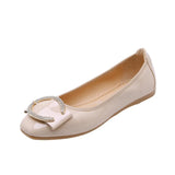 Summer Women's Patent Leather Shoes New Ballet Flats Shoes Women Foldable Soft Square Toe Rhinestone Crystal Flats