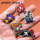 PVC Croc Shoe Charms Ghost Ship One Eyed Pirate Hat Flag Sandals Decorations for Jibz Kids Party Gifts