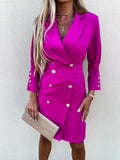 Women Spring New Suit Collar Long Sleeve Dress Elegant Solid Color Lace-Up Slim Waist Dress 2022 Chic A-Line Dress Party